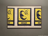 Frontal view of framed three-panel screen-print