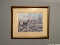 Frontal view of framed print showing artwork, mat and frame