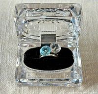 Ring in display case showing both gemstones