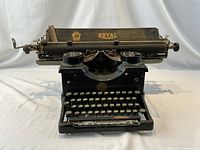 Front view of Royal 10 typewriter showing keys and carriage