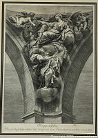 Front view of framed engraving showing entire image and mat