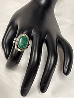 Top view of ring showing azurite cabochon and sterling bezel