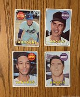 Fronts of the four 1969 Topps cards