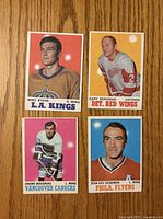 Fronts of four 1970-71 O-Pee-Chee hockey cards