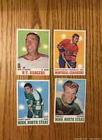 Fronts of all four hockey cards