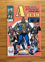 Front cover of The A-Team Issue 1 comic showing characters and cover details