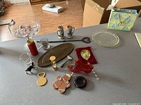 Overview of all assorted vintage and non-vintage items on countertop