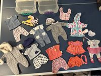 Full layout of all clothes, accessories, storage bins