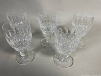 Group of five Waterford crystal stemware glasses