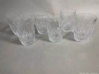 Group shot of six Waterford crystal glasses