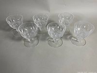 All six Waterford stemware glasses displayed upright