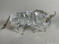 Full side view of entire crystal gnu figurine