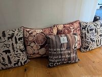 All pillows arranged on floor against wall