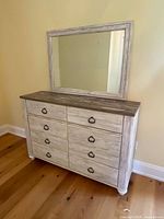 Front view of dresser with mirror attached