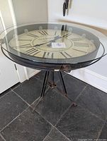 Top view showing glass surface and clock face