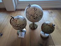 All three globes showing relative sizes and bases