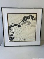 Front view of framed pencil drawing