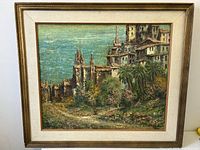 Front view of framed oil painting showing full artwork and frame