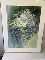Full view of framed Pat Fairhead watercolour