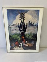 Front view of framed Emily Carr print with frame and image visible
