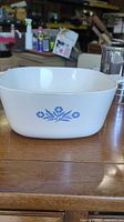 Exterior view of one Cornflower Blue casserole dish