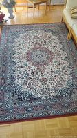 Full view of IKEA LINDHOLM wool rug on floor