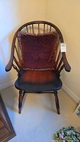 Full view of Windsor armchair with cushion