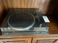 Top view showing entire Technics SL-DD22 turntable with dust cover closed