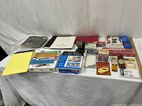 Overall view of all art and office supplies on table