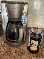 Coffee maker and grinder side by side