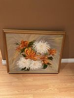 Full view of framed floral painting