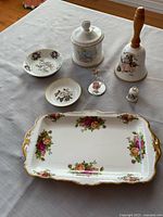 All seven items grouped on table