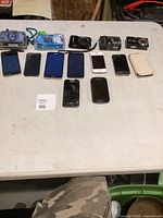Overview of all cameras and phones on table