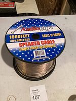 Spool front with Audiopipe label showing 1000 ft, 16 gauge specification