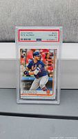 Front view of PSA-slabbed 2019 Topps Pete Alonso rookie card #475 graded Gem Mint 10