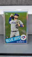 Front view of Bo Bichette Topps 35th Anniversary Rookie Refractor card in sleeve