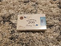 Top view of sealed 2020 Topps 206 Series 1 trading card box showing vintage design and shrink wrap