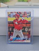Front of Shohei Ohtani 2018 Topps Rookie Debut card in protective holder