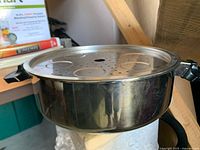 Stock pot with steamer insert in place