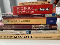 Stack of books showing titles and formats