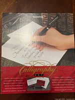 Front of Sheaffer Calligraphy Set retail box showing branding and contents list