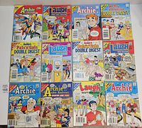 Front covers of 12 Archie digest comics