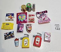 All 15 mini brand items laid out