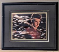 Front view of framed, double-matted autographed Andrew Garfield Spider-Man photo