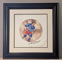 Framed, matted, autographed Brad Park action artwork