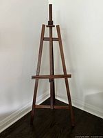 Front view of wooden A-frame easel fully extended