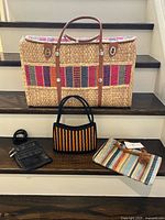 All four bags displayed on stairs