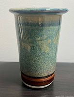 Full view of vase showing glaze pattern and shape