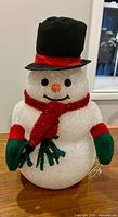 Front view of battery powered light-up snowman