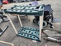 Overall view of freestanding garden tool rack